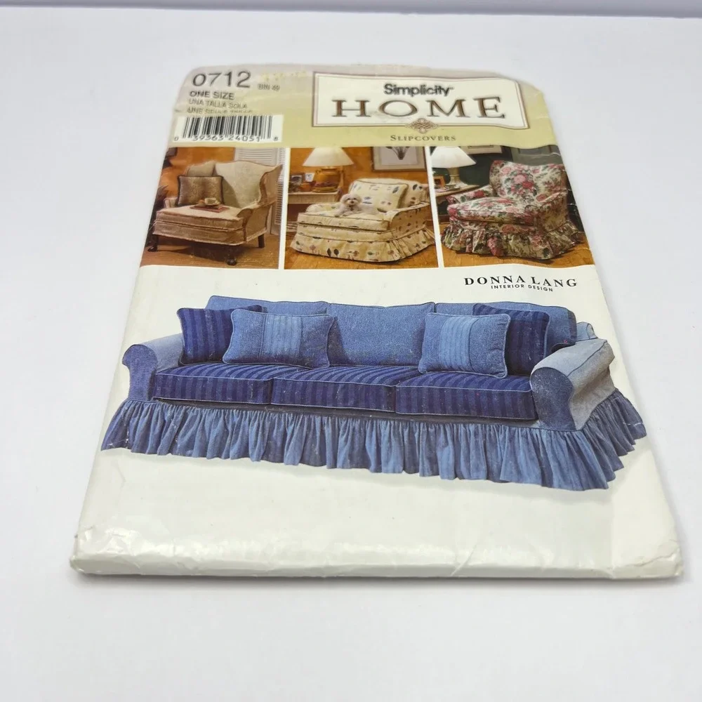 90s Simplicity Donna Lang Home Slipcovers Sewing Pattern 0712 Sofa Chair Cottage